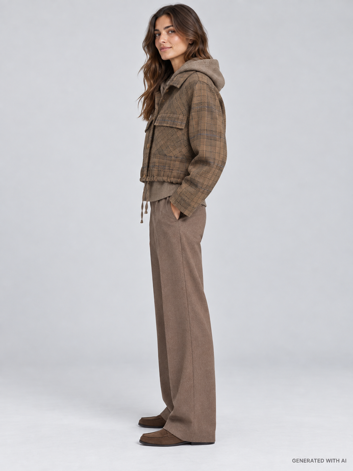 Giacca LARONA check con cappuccio