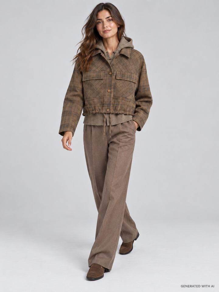 Giacca LARONA check con cappuccio