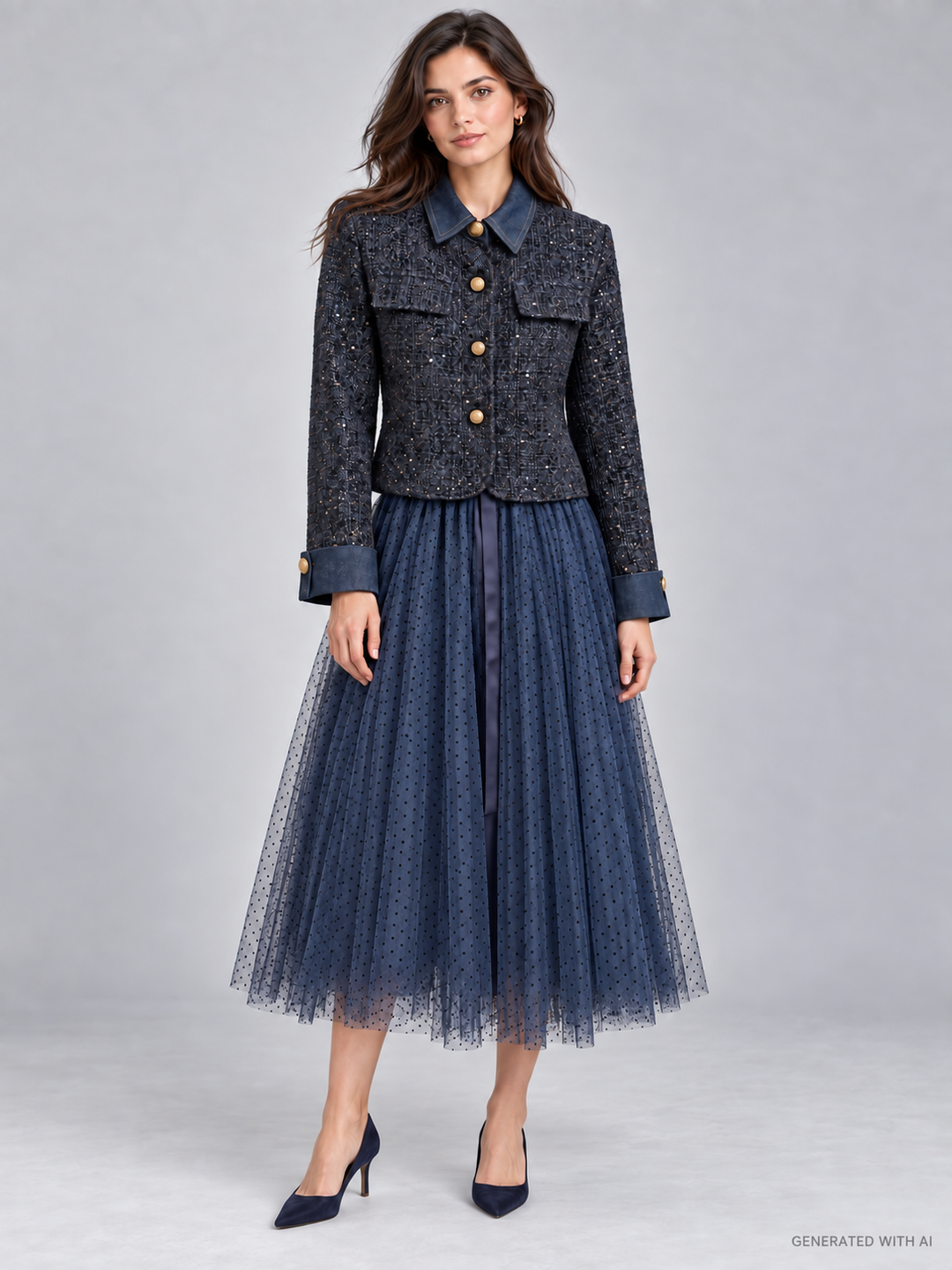 Gonna in tulle a pois