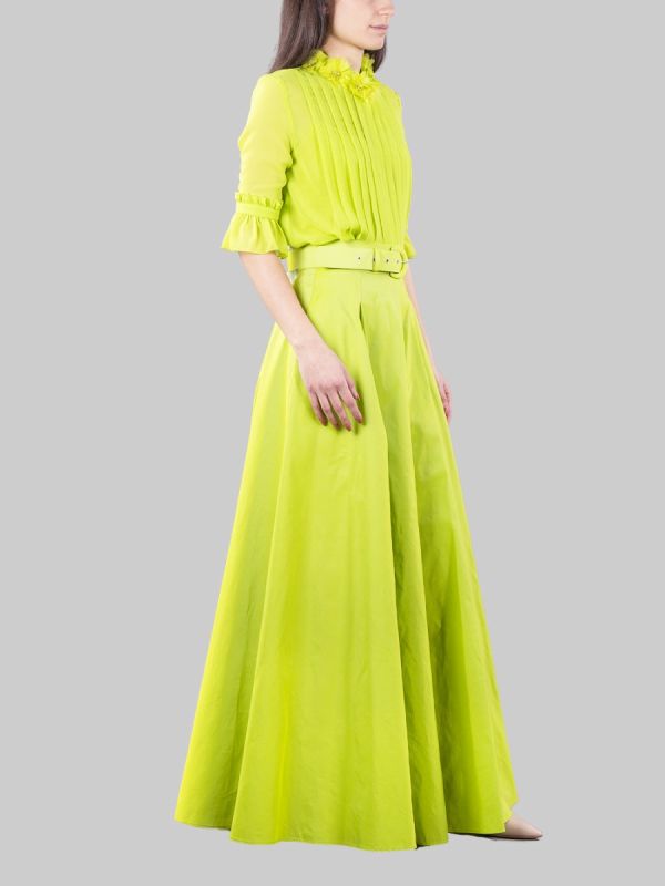 LIME LONG SKIRT WITH WAIST BELT