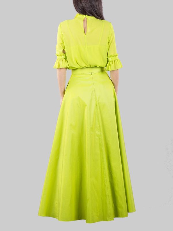 LIME LONG SKIRT WITH WAIST BELT