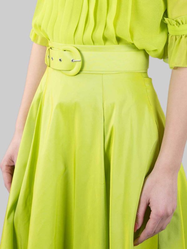 LIME LONG SKIRT WITH WAIST BELT