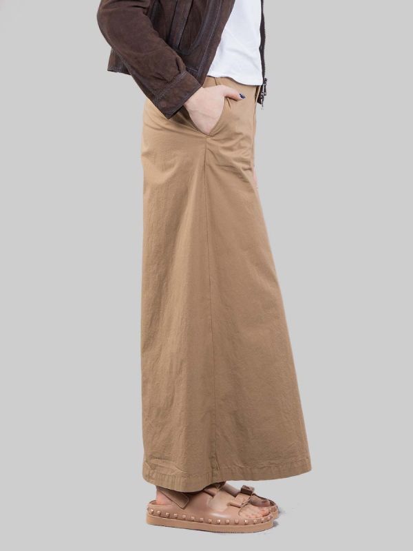 MAXI PANTALONI ELLE IN COTONE ELASTICIZZATO SABBIA CON GAMBE AMPIE