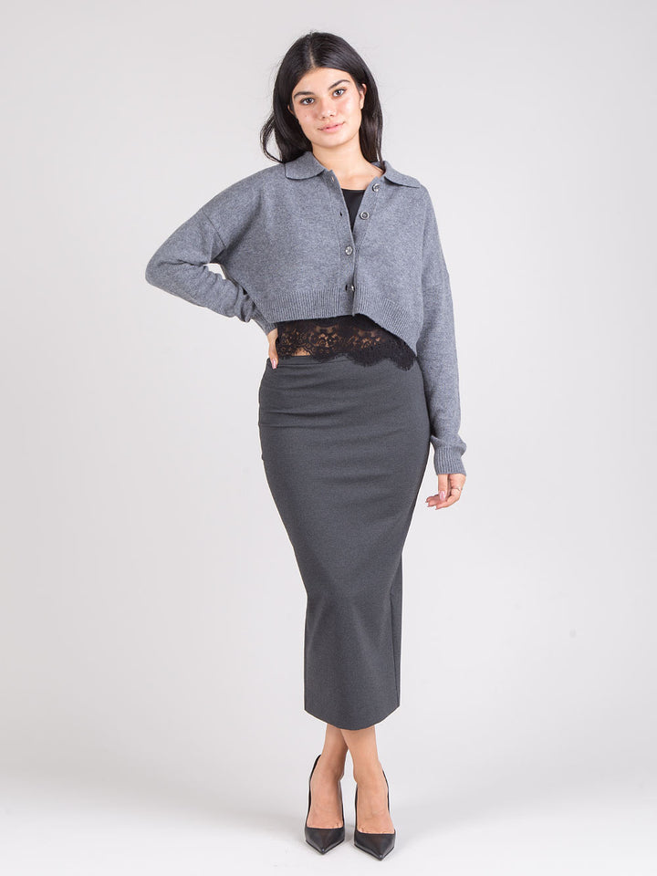 Longuette skirt in fabric stitch