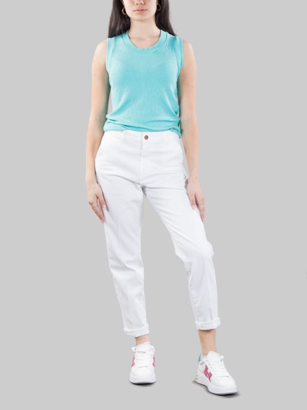 WHITE DENIM TROUSERS CHINO RELAXED MODEL