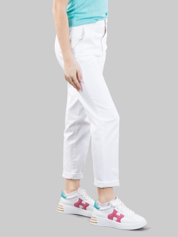 WHITE DENIM TROUSERS CHINO RELAXED MODEL