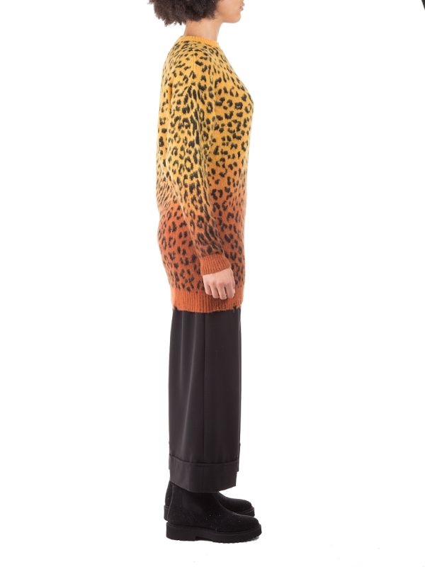 MAGLIA LUNGA GIROCOLLO A FANTASIA LEOPARDO GIALLO E ARANCIO