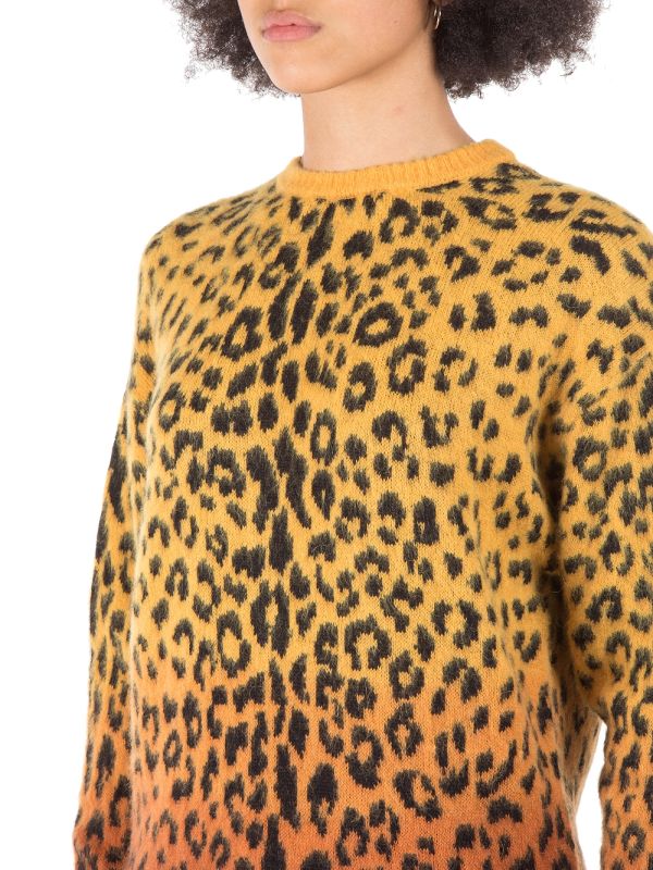 MAGLIA LUNGA GIROCOLLO A FANTASIA LEOPARDO GIALLO E ARANCIO