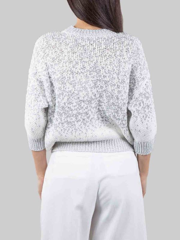 MAGLIA GIROCOLLO BIANCA E GRIGIA CON MICRO PAILLETTES RICAMATE