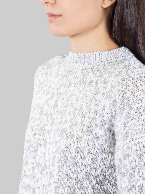 MAGLIA GIROCOLLO BIANCA E GRIGIA CON MICRO PAILLETTES RICAMATE