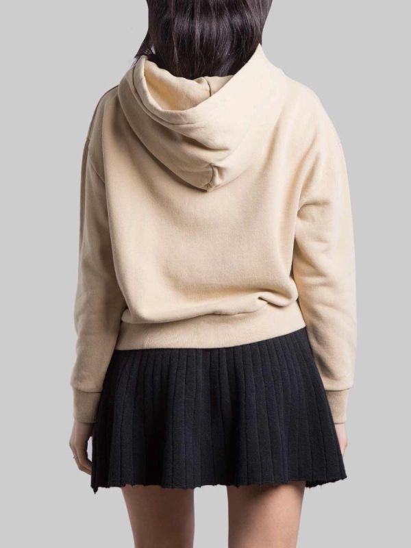 BEIGE HOODED SWEATSHIRT WITH ST. BARTH VELVET GRAPHICS