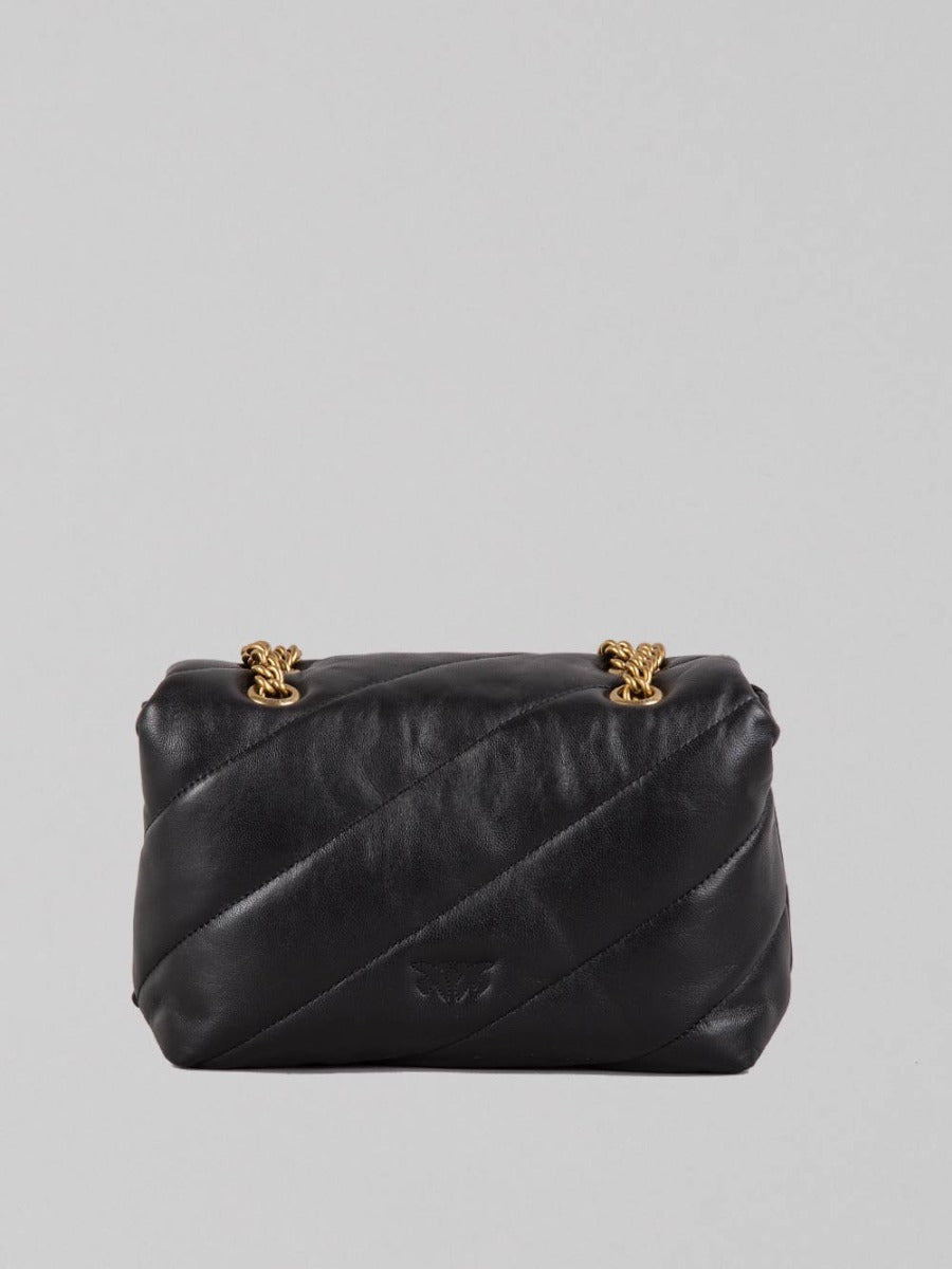 MINI LOVE PUFF BAG IN BLACK AND GOLD NAPPA