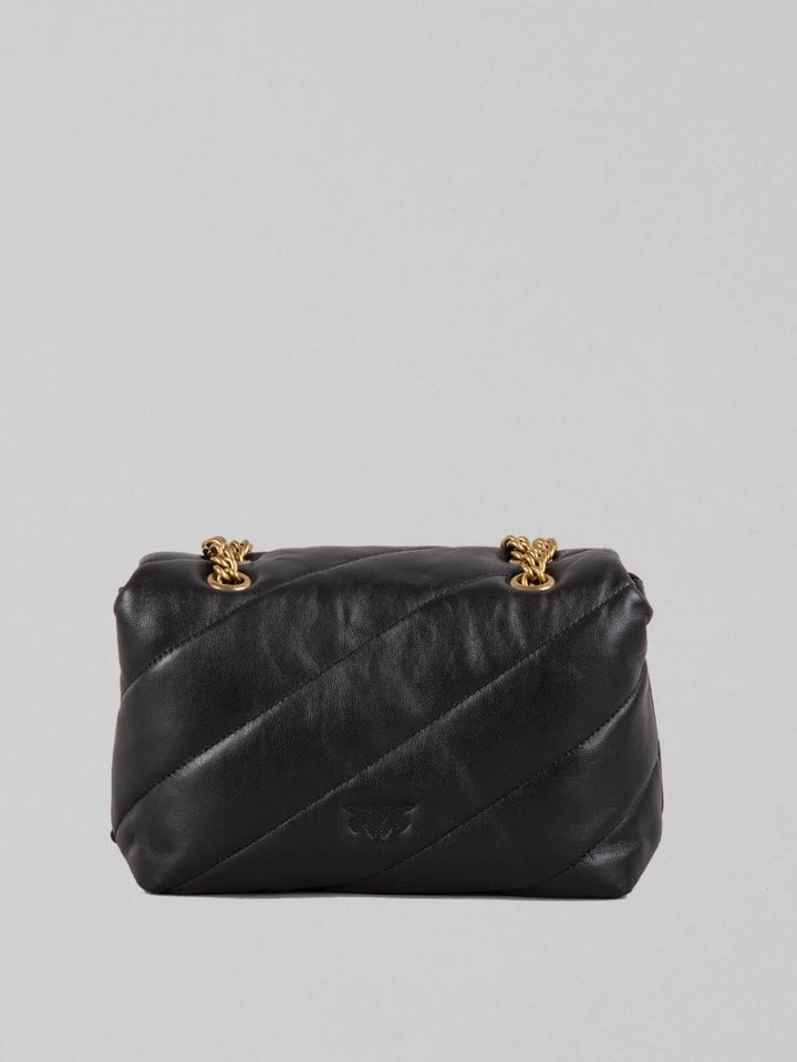 MINI LOVE PUFF BAG IN BLACK AND GOLD NAPPA
