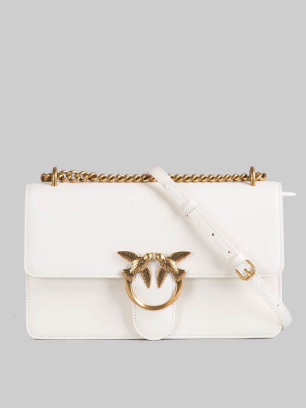 LOVE ONE CLASSIC SHOULDER BAG IN WHITE AND GOLD LEATHER