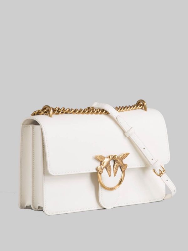 LOVE ONE CLASSIC SHOULDER BAG IN WHITE AND GOLD LEATHER