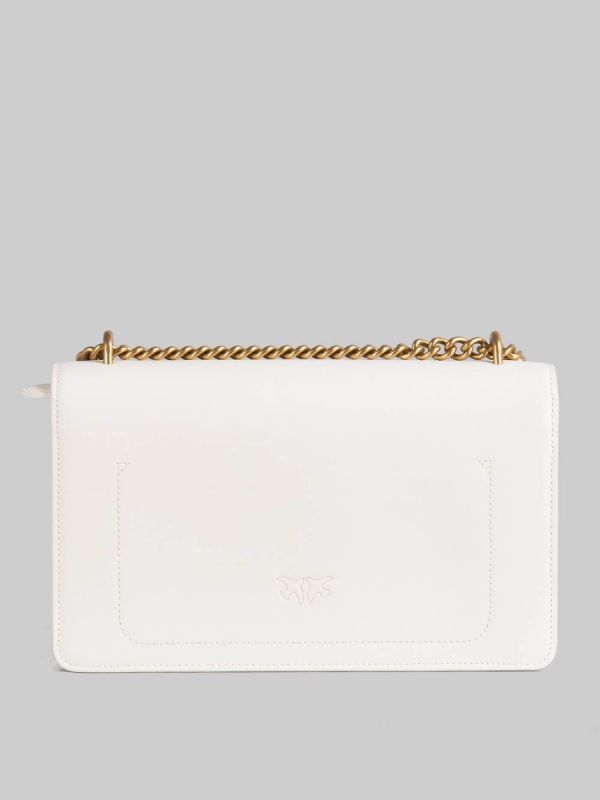 LOVE ONE CLASSIC SHOULDER BAG IN WHITE AND GOLD LEATHER