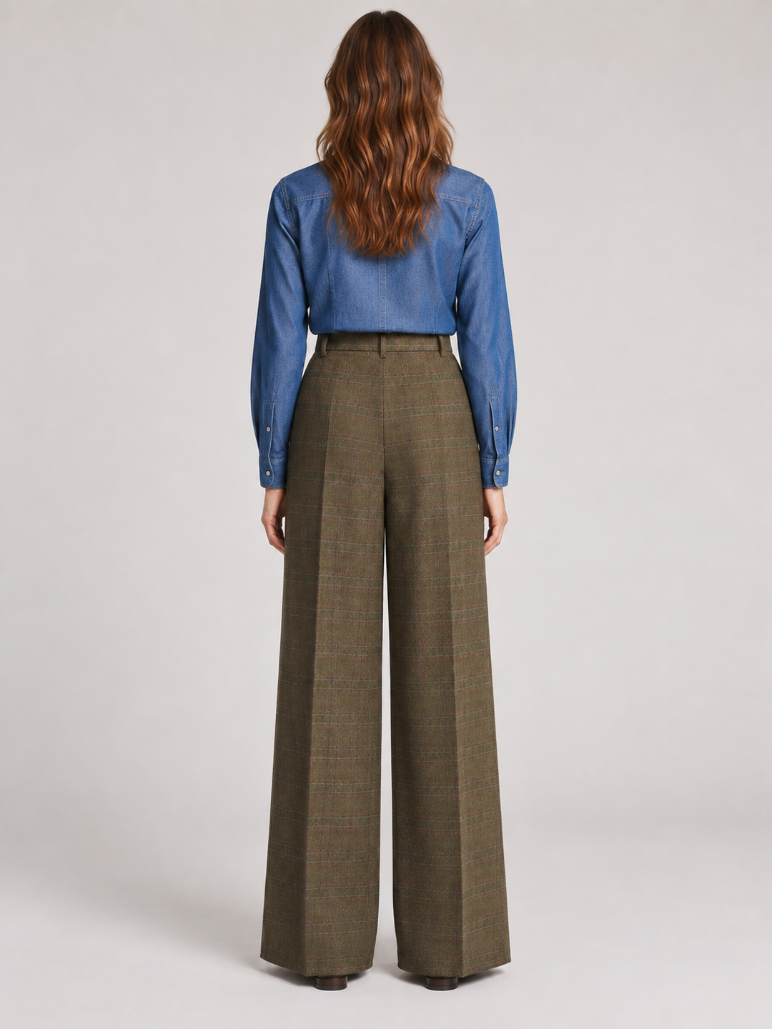 Pantaloni in resca check con pinces