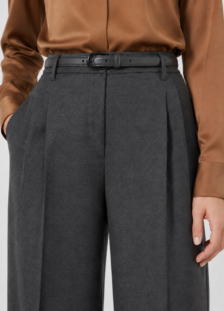 Pantalone maschile in flanella di lana con cintura