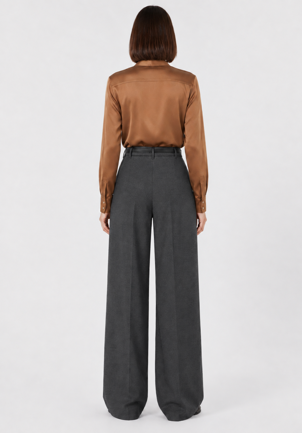 Pantalone maschile in flanella di lana con cintura