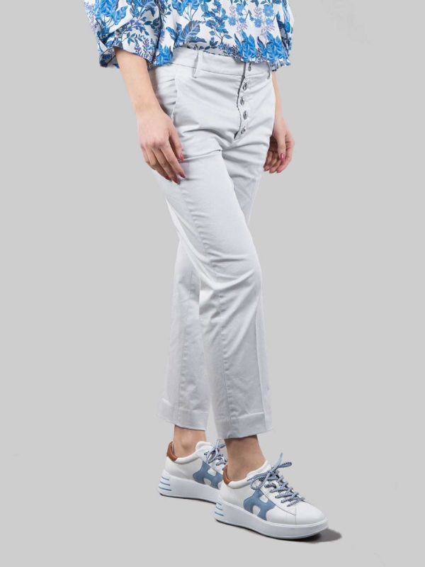PANTALONI NIMA GRIGIO GHIACCIO CON BOTTONI GIOIELLO