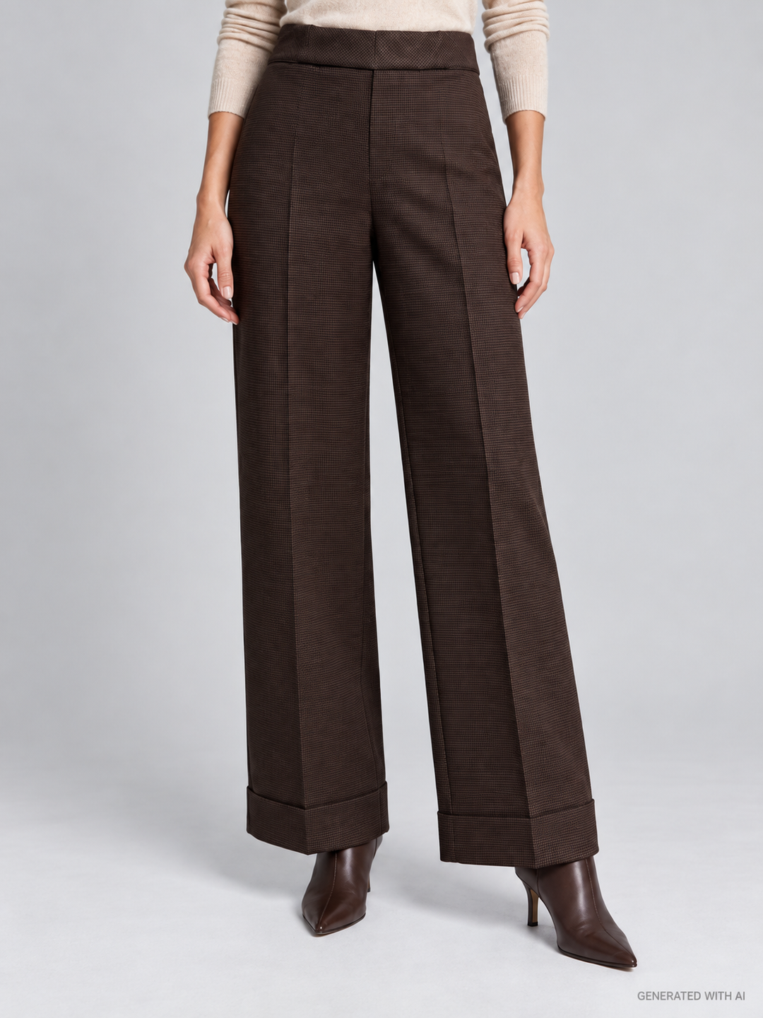 Pantaloni wide leg in pied de poule