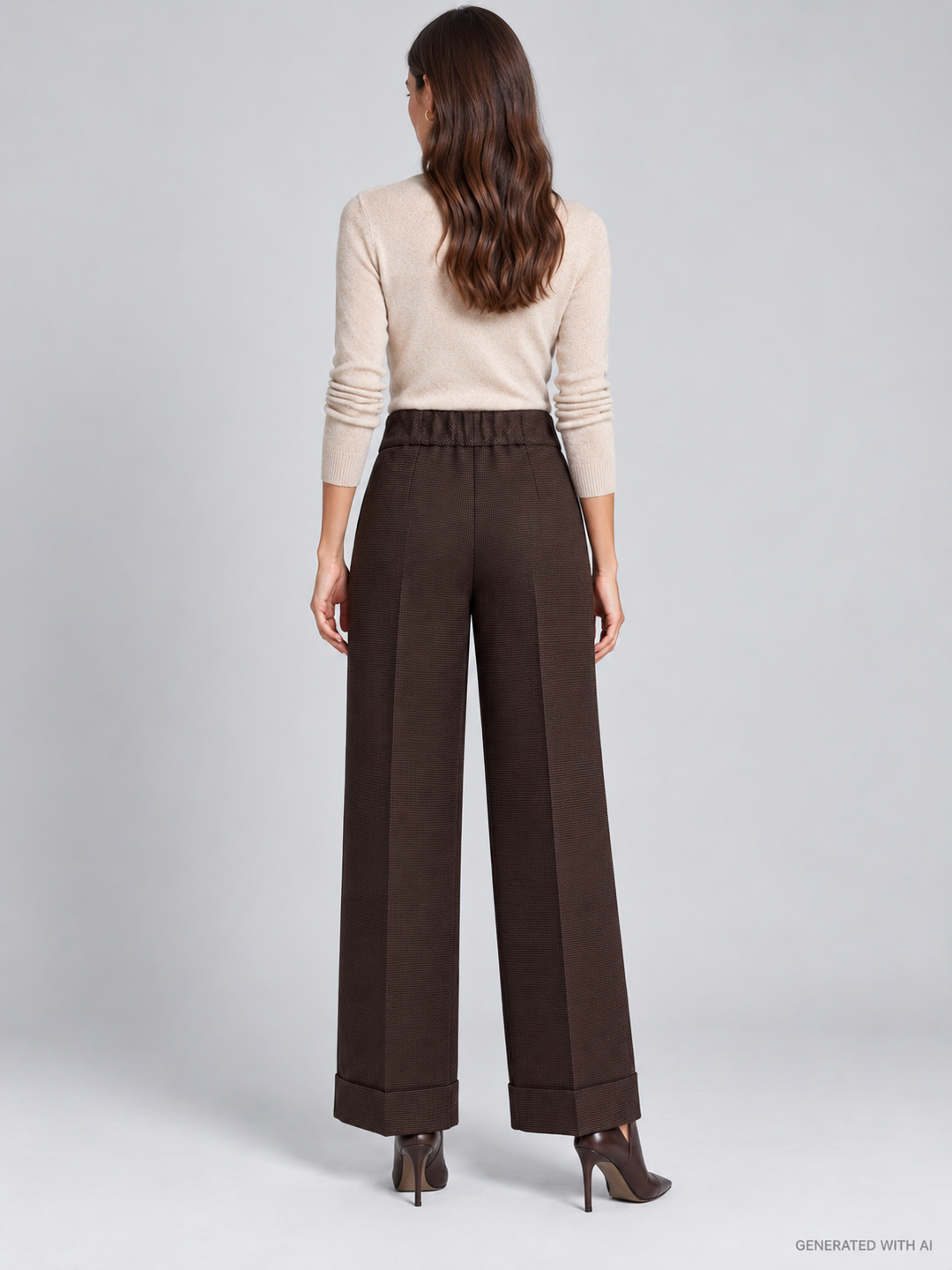 Pantaloni wide leg in pied de poule