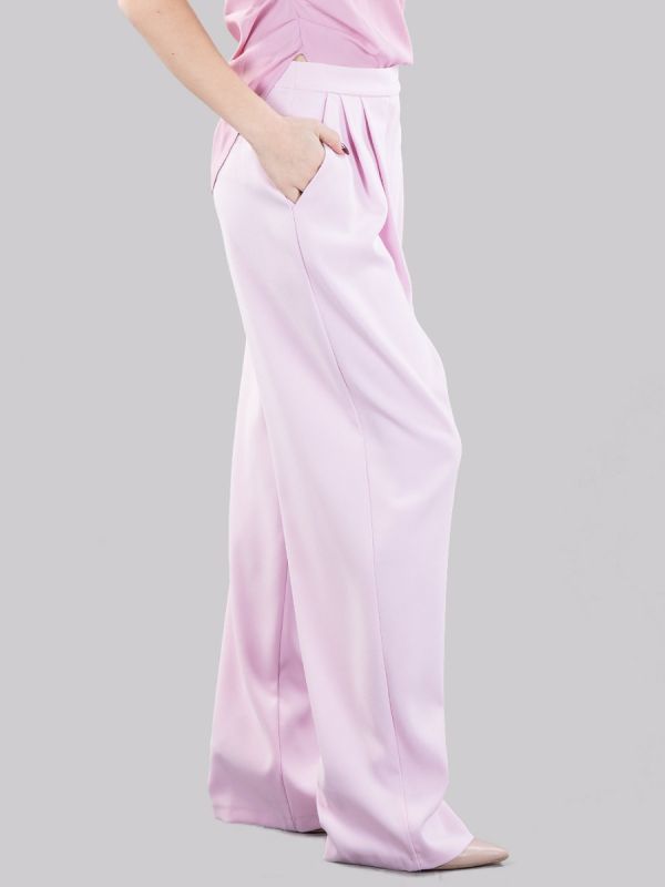 PINK STRETCH CREPE MOUNTAIN TROUSERS WITH FRONT DROP