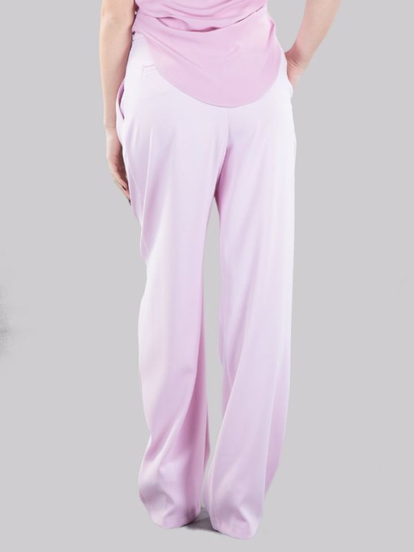 PINK STRETCH CREPE MOUNTAIN TROUSERS WITH FRONT DROP