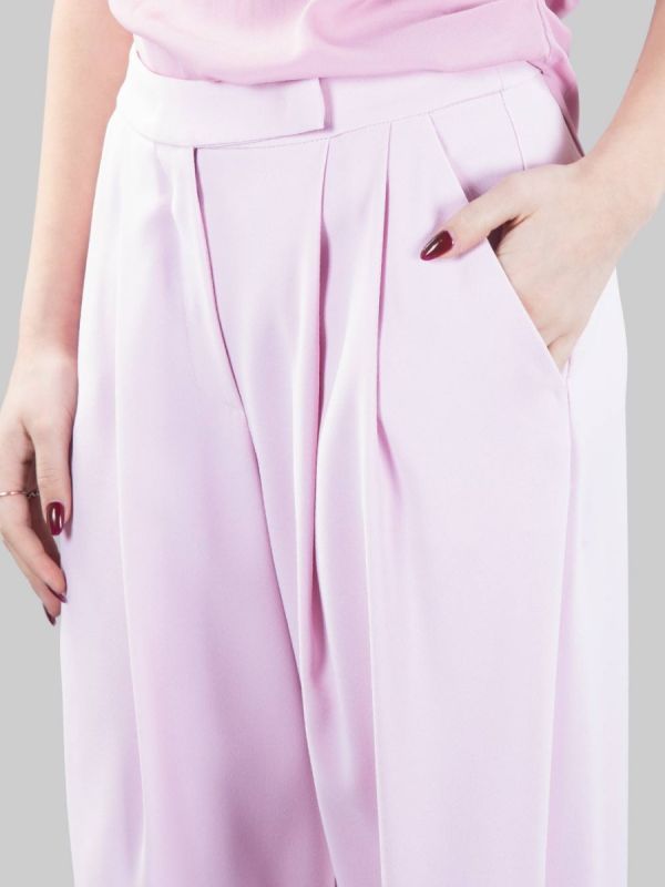 PINK STRETCH CREPE MOUNTAIN TROUSERS WITH FRONT DROP