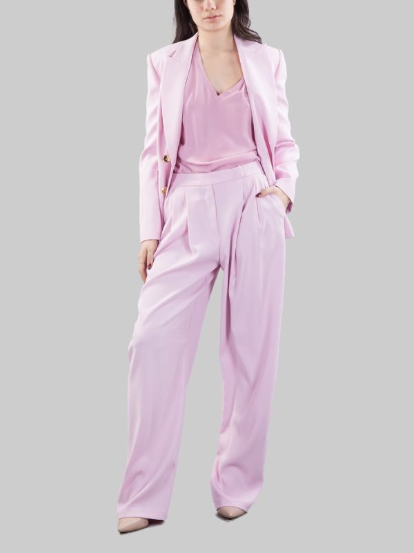 PINK STRETCH CREPE MOUNTAIN TROUSERS WITH FRONT DROP