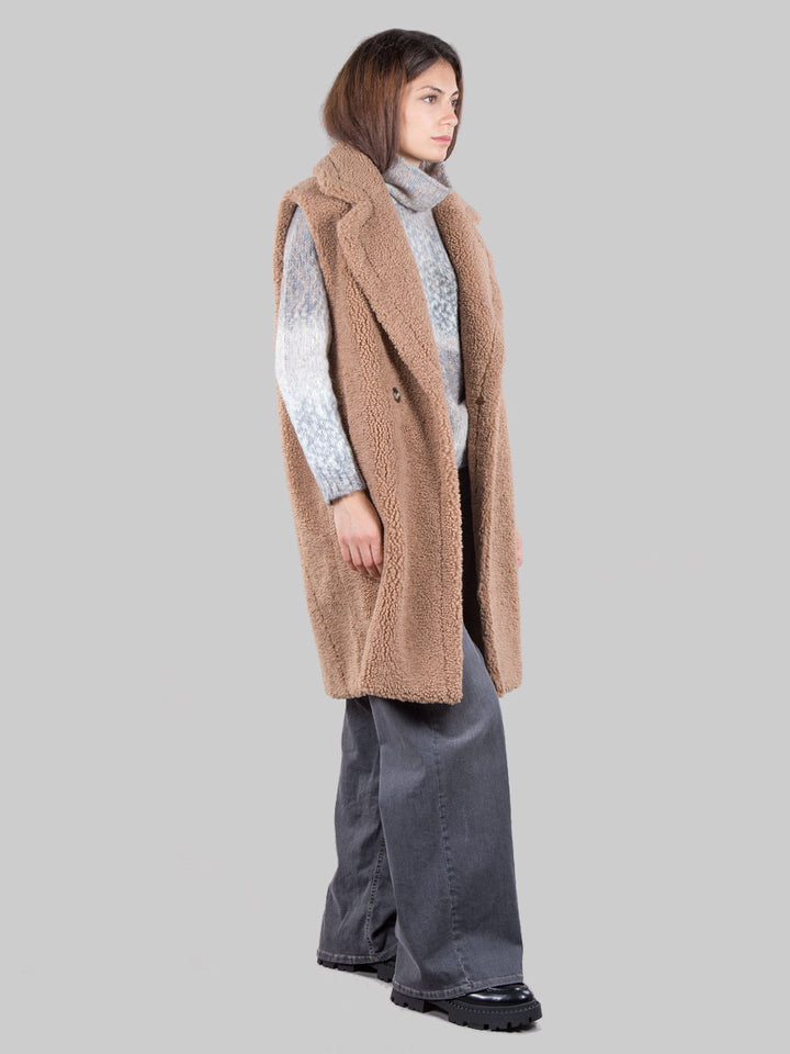 Long faux fur vest