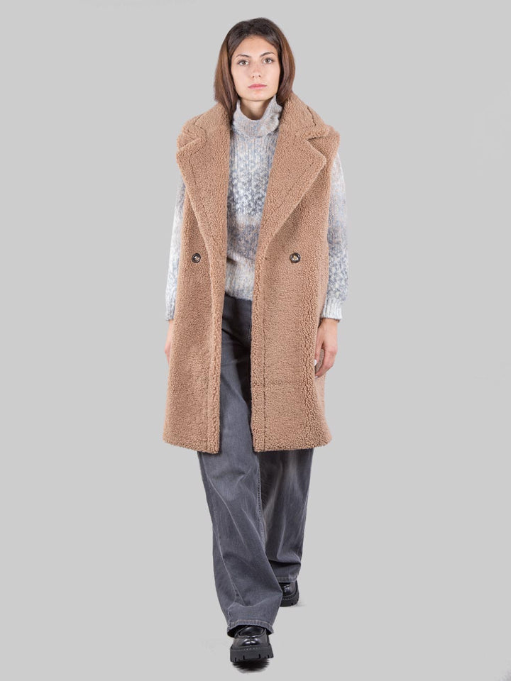 Long faux fur vest