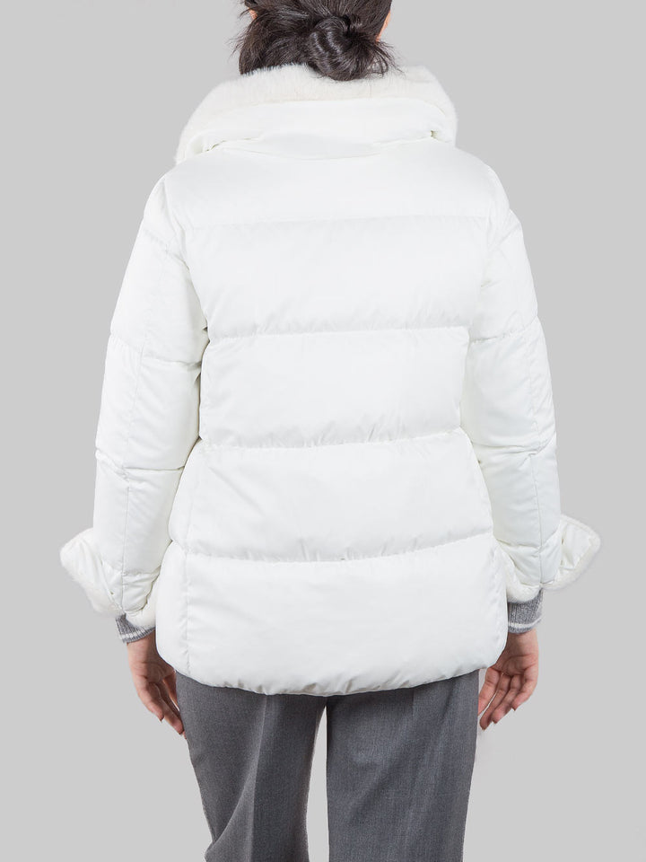 Down jacket with eco-fur