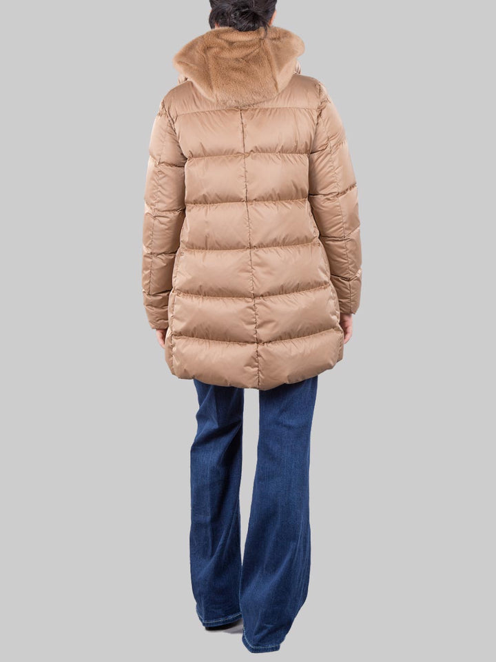 A-shape down jacket with eco-fur