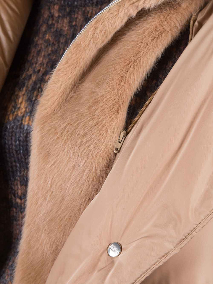 A-shape down jacket with eco-fur