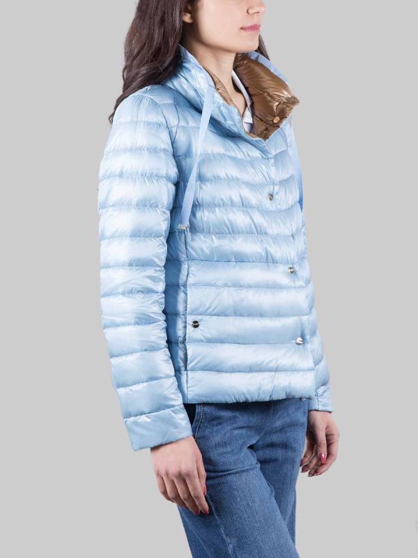 GIUBBETTO REVERSIBILE IN NYLON CELESTE E CARAMELLO ULTRALEGGERO