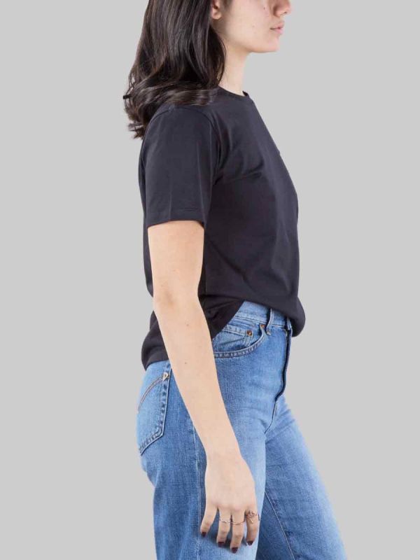 BLACK CREW NECK T-SHIRT WITH EMBROIDERED LOGO