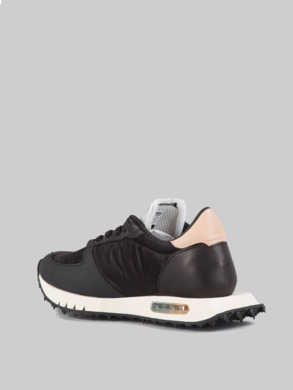 SNEAKER IN LEATHER, POLISHED NYLON AND TECHNICAL MATERIAL WITH RUBBER EFFECT, HAND MADE
