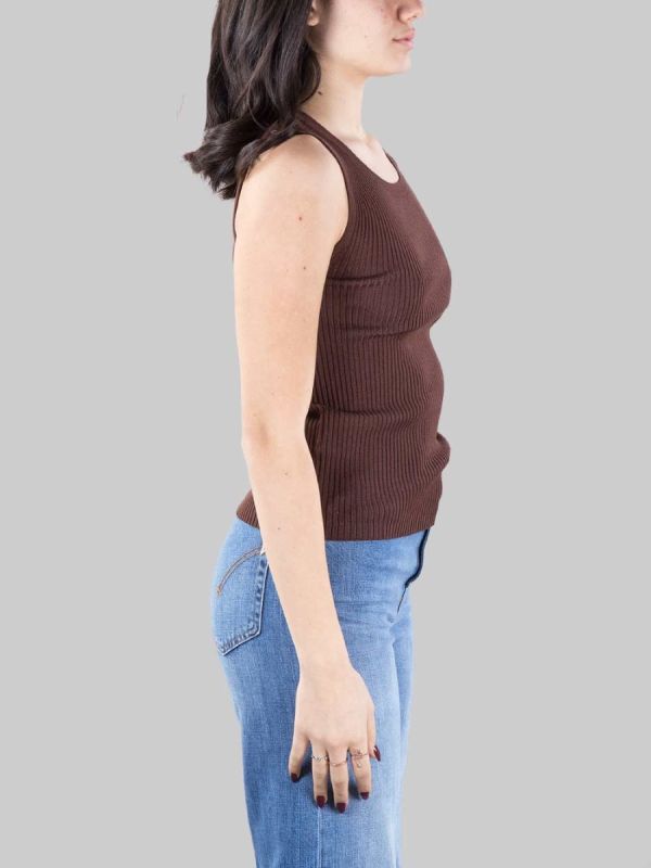 BROWN AGRIMONIO TOP WITH TRANSPARENT LOGO