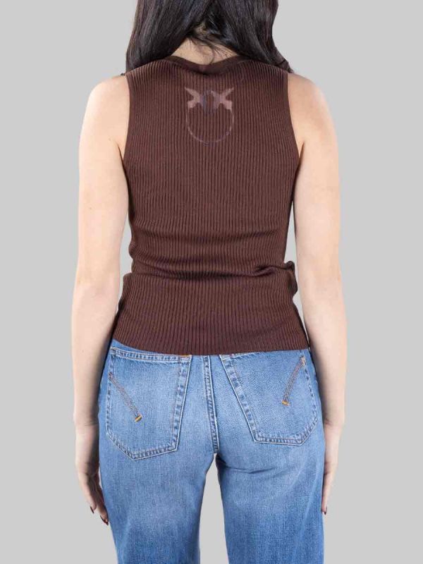 BROWN AGRIMONIO TOP WITH TRANSPARENT LOGO