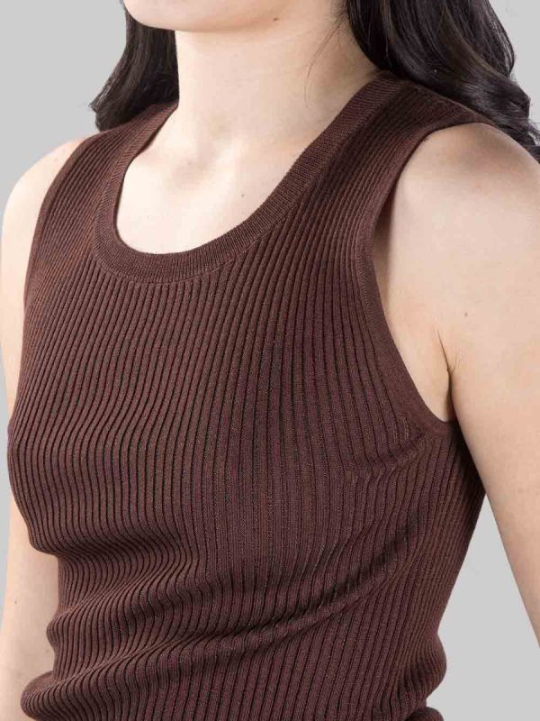 BROWN AGRIMONIO TOP WITH TRANSPARENT LOGO