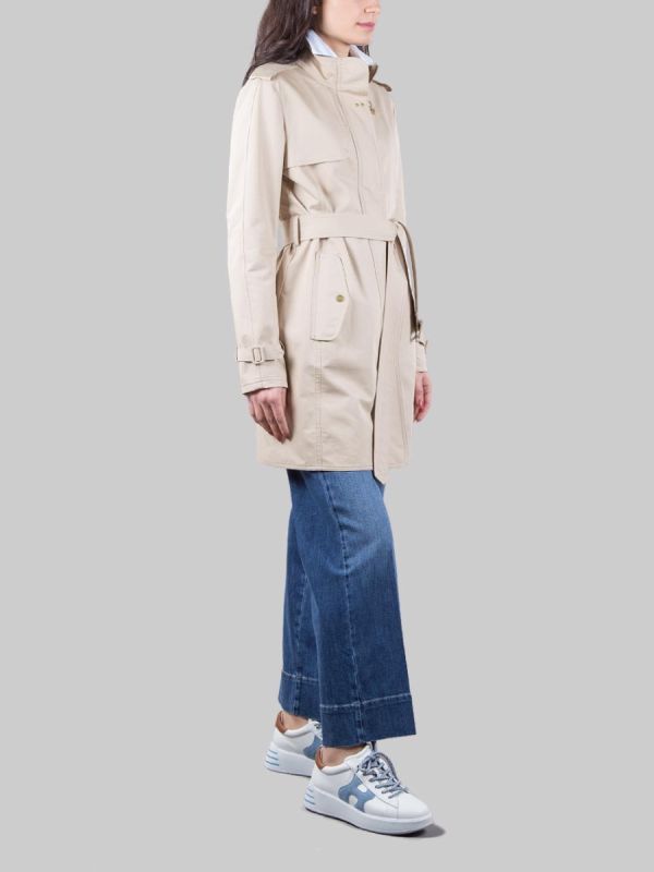VIRGINIA BEIGE COTTON TRENCH COAT WITH WAIST BELT