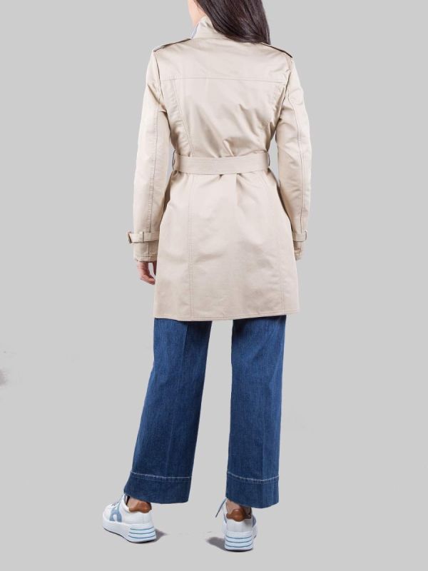 VIRGINIA BEIGE COTTON TRENCH COAT WITH WAIST BELT