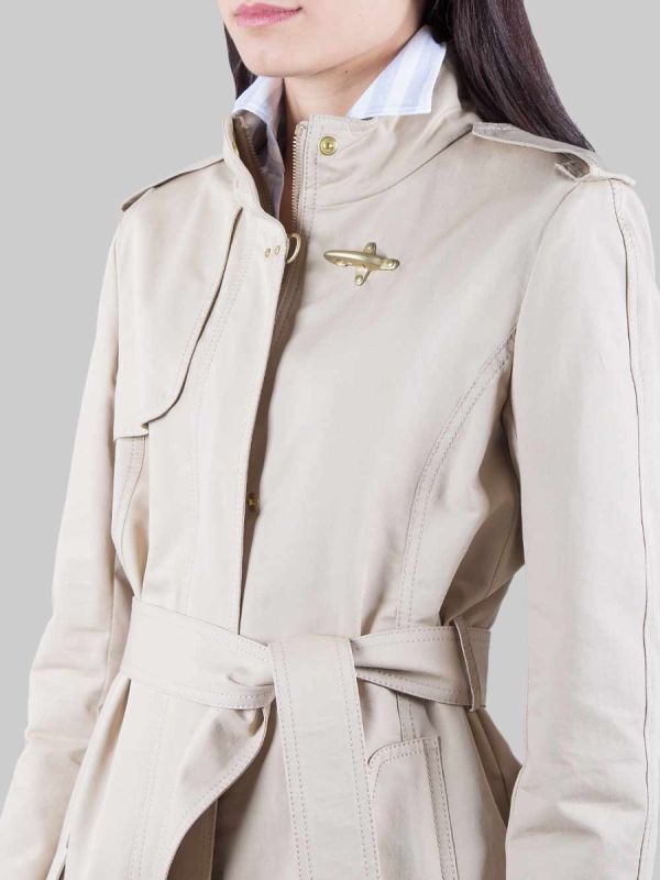 VIRGINIA BEIGE COTTON TRENCH COAT WITH WAIST BELT
