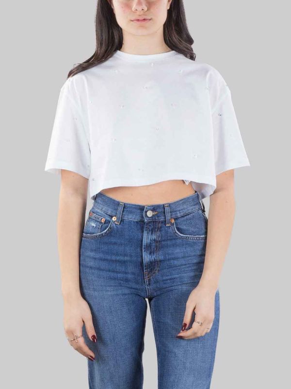 WHITE SHORT T-SHIRT WITH LIGHT POINTS