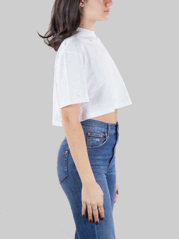 Acquista T SHIRT CORTA BIANCA CON PUNTI LUCE di DONDUP su DONNASTORE