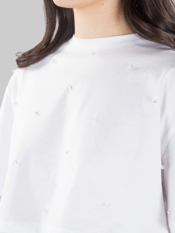 WHITE SHORT T-SHIRT WITH LIGHT POINTS