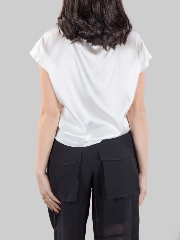FARIDA TOP IN WHITE STRETCH SILK
