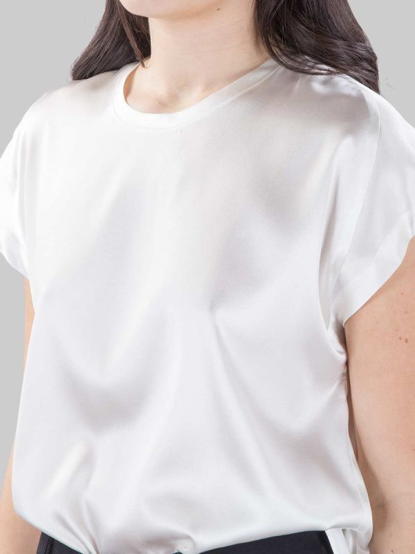 FARIDA TOP IN WHITE STRETCH SILK