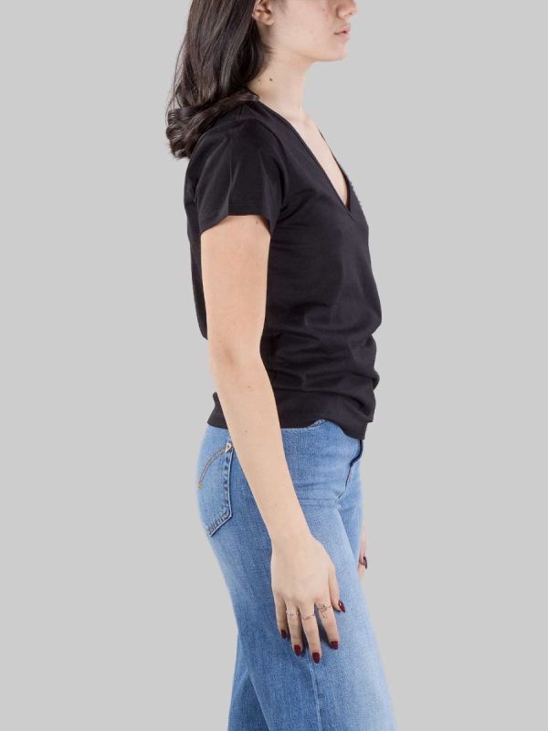 BLACK TURBATO T-SHIRT WITH RHINESTONE AND BEAD LOGO